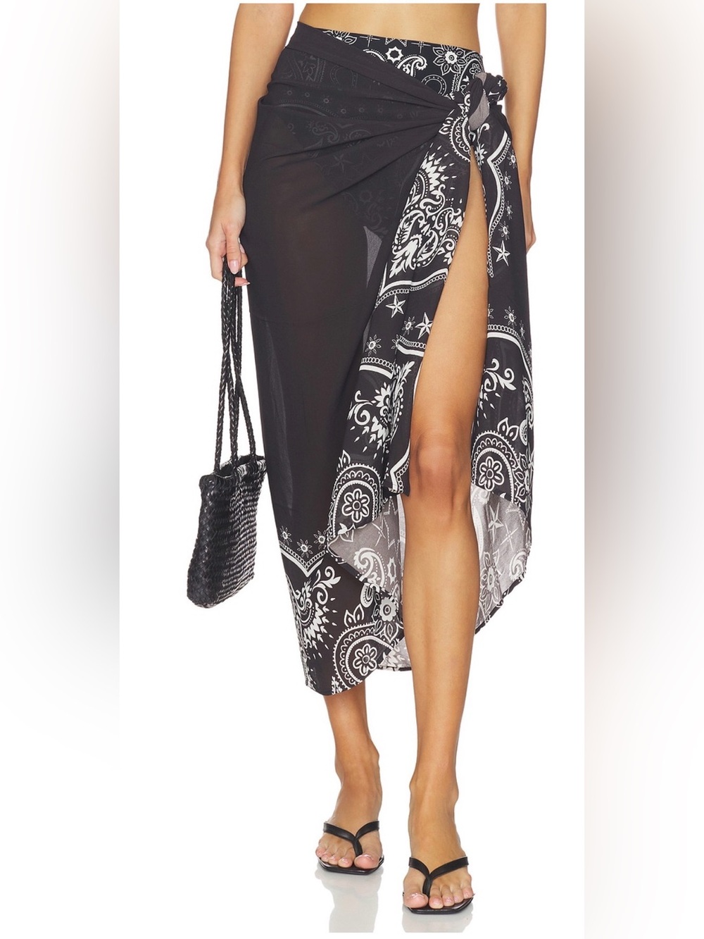Beach Riot Black & White Bandana-Print Wrap Sarong
